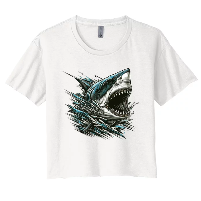 Majestic Megalodon Women's Crop Top Tee