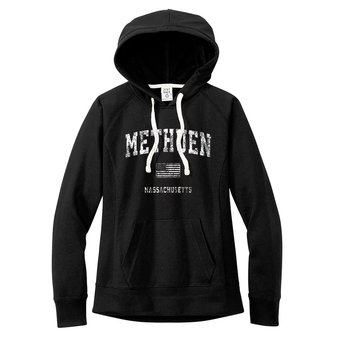 Methuen Massachusetts Ma Vintage American Flag Women's Fleece Hoodie