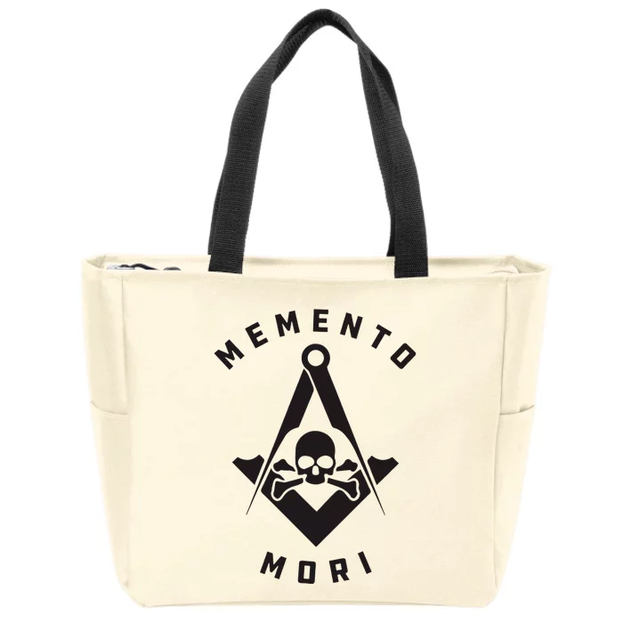 Memento Mori Masonic Symbol Black Skull Zip Tote Bag