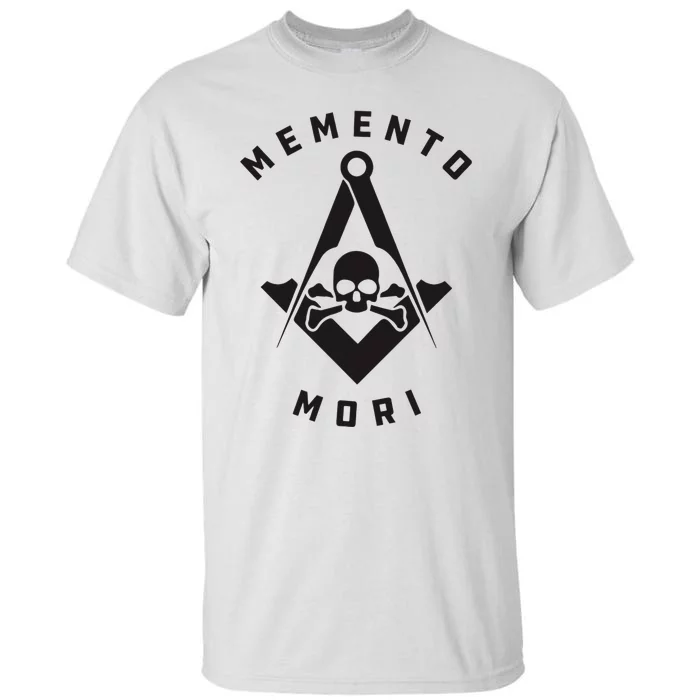 Memento Mori Masonic Symbol Black Skull Tall T-Shirt