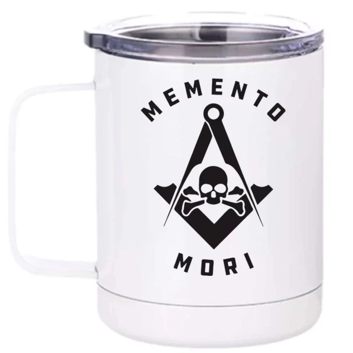 Memento Mori Masonic Symbol Black Skull Front & Back 12oz Stainless Steel Tumbler Cup