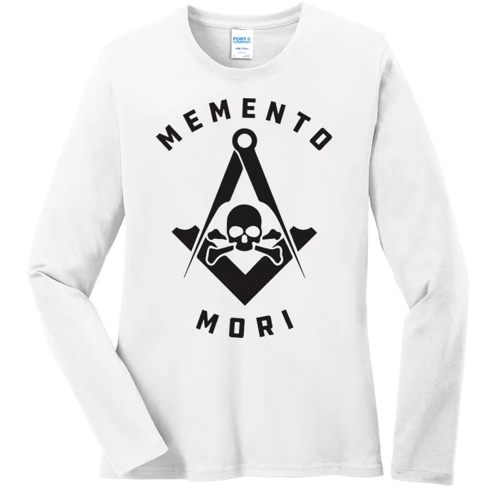 Memento Mori Masonic Symbol Black Skull Ladies Long Sleeve Shirt