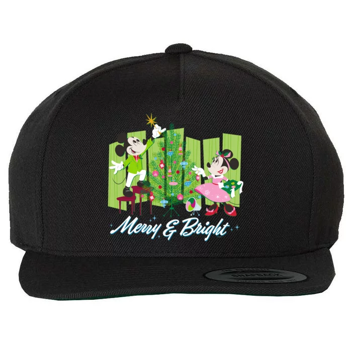 Mickey & Minnie Mouse Merry And Bright Holiday Long Sleeve Wool Snapback Cap