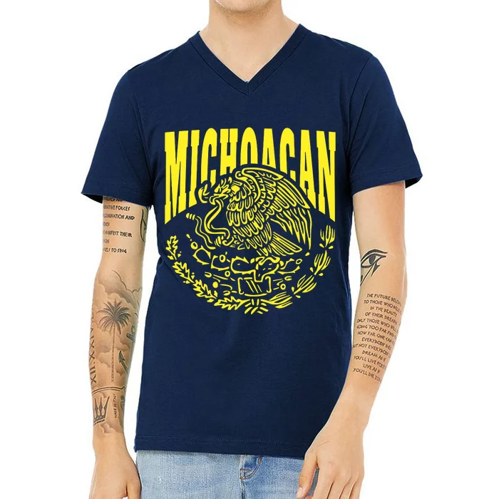 Michoacan Mexico Mexican State Phone V-Neck T-Shirt