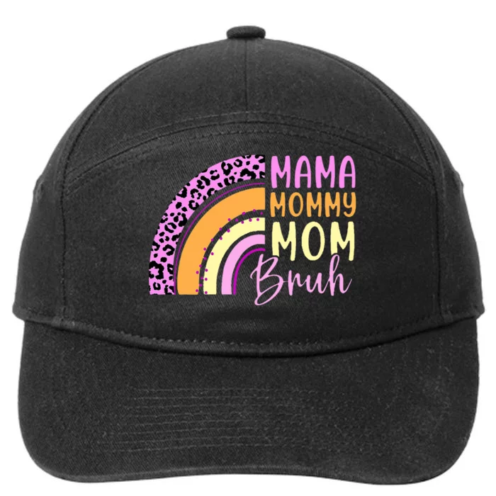 Mama Mommy Mom Bruh Cute Rainbow 7-Panel Snapback Hat