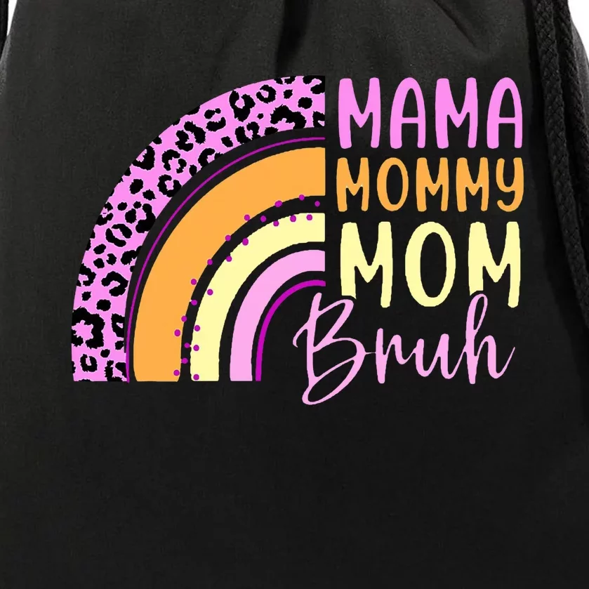 Mama Mommy Mom Bruh Cute Rainbow Drawstring Bag