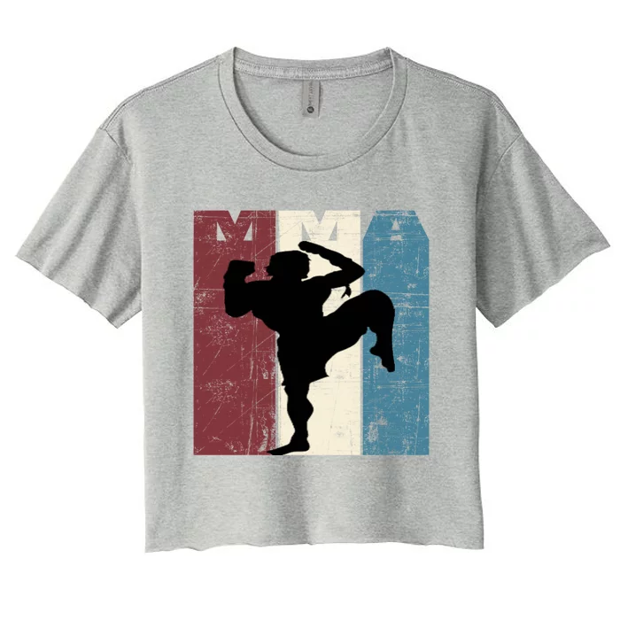 Mma Mixed Martial Arts Vintage Distressed Gift Women's Crop Top Tee