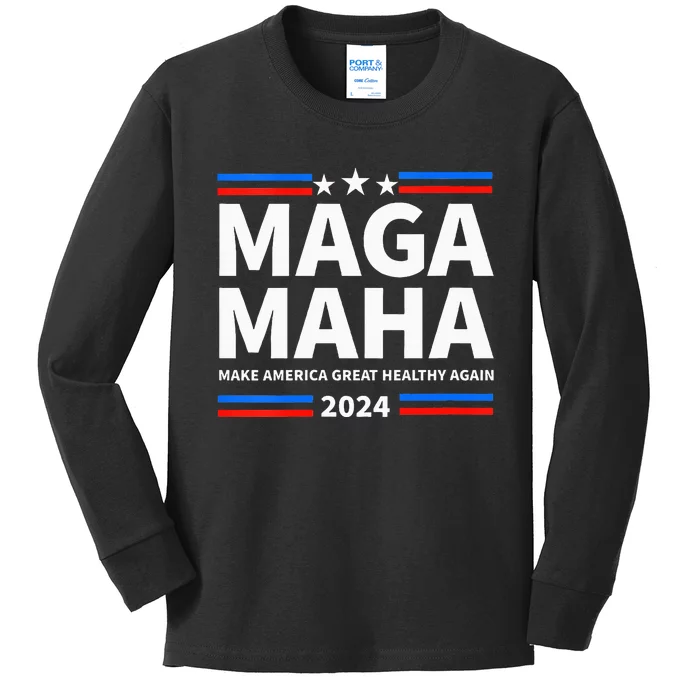 Maha Maga Make America Healthy Great Again Trump Kennedy Kids Long Sleeve Shirt