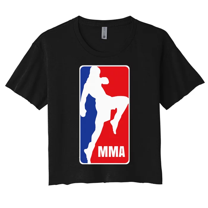 Mma Mixed Martial Arts Retro Fighting Fan Logo Women's Crop Top Tee