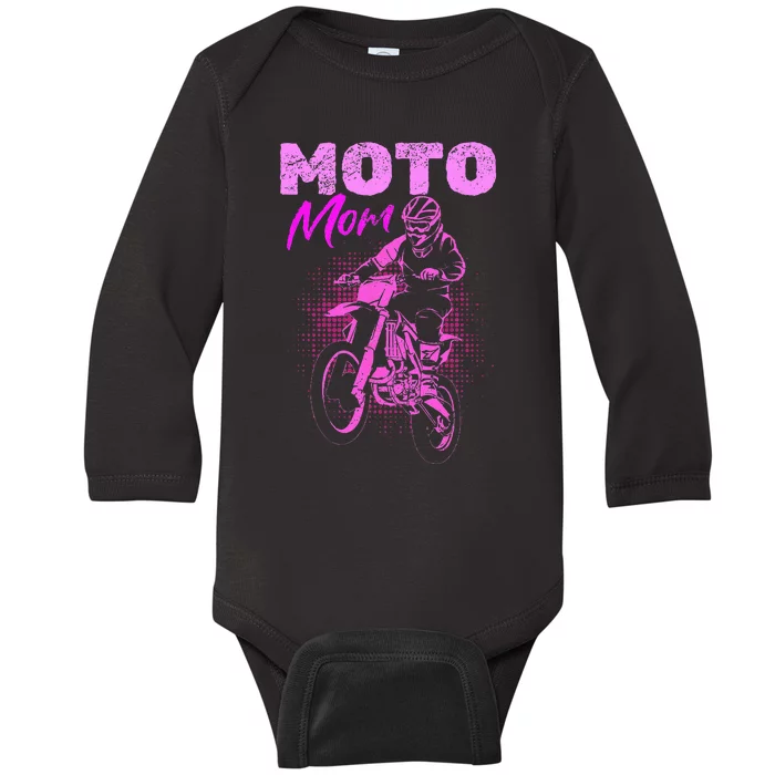 Motocross Moto Mom Woman Baby Long Sleeve Bodysuit