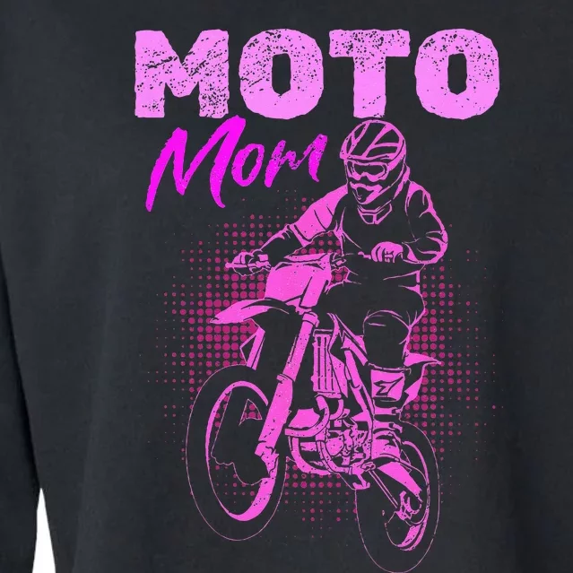 Motocross Moto Mom Woman Cropped Pullover Crew