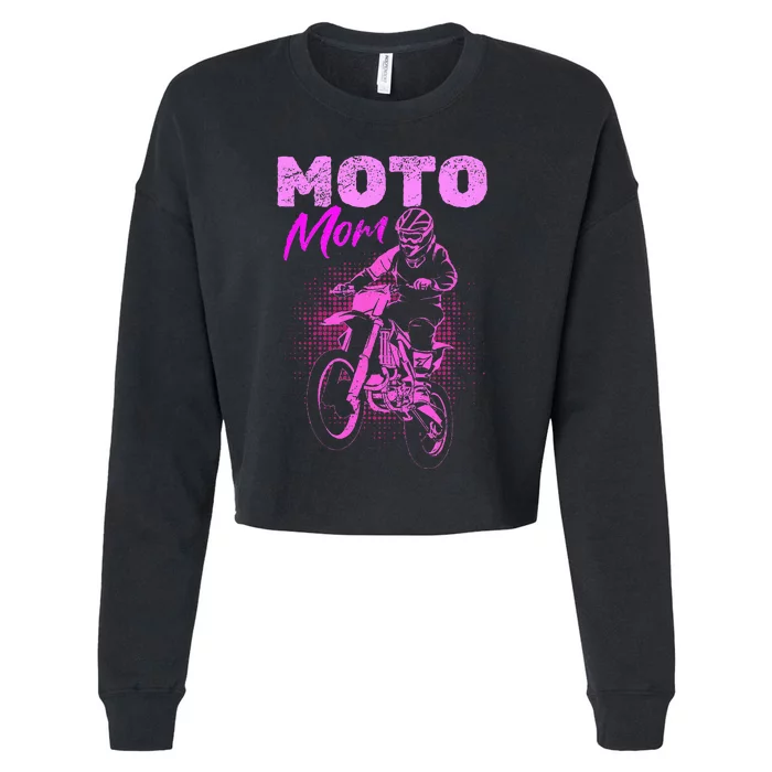 Motocross Moto Mom Woman Cropped Pullover Crew