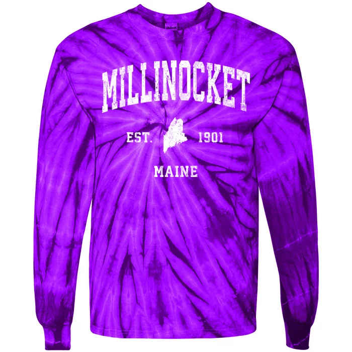 Millinocket Maine Me Vintage Athletic Tie-Dye Long Sleeve Shirt