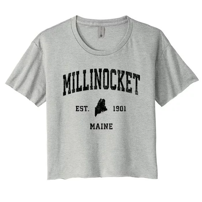 Millinocket Maine Me Vintage Athletic Women's Crop Top Tee