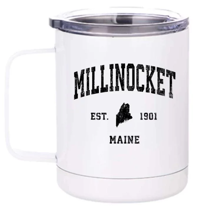 Millinocket Maine Me Vintage Athletic Front & Back 12oz Stainless Steel Tumbler Cup