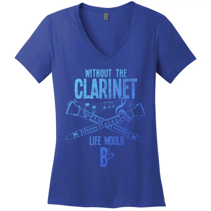 Music Musician Musical Instrut Gift Clarinet Cute Gift Women's V-Neck T-Shirt