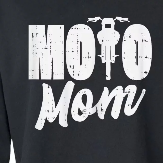 Moto Mom Motorcycle Motocross Dirt Bike Racing Women Gift Cropped Pullover Crew