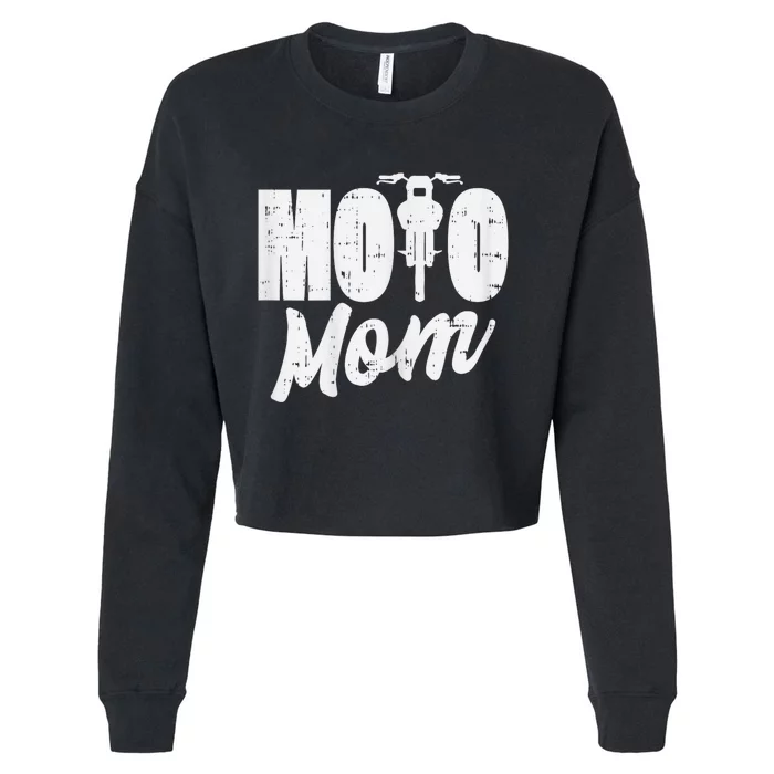 Moto Mom Motorcycle Motocross Dirt Bike Racing Women Gift Cropped Pullover Crew