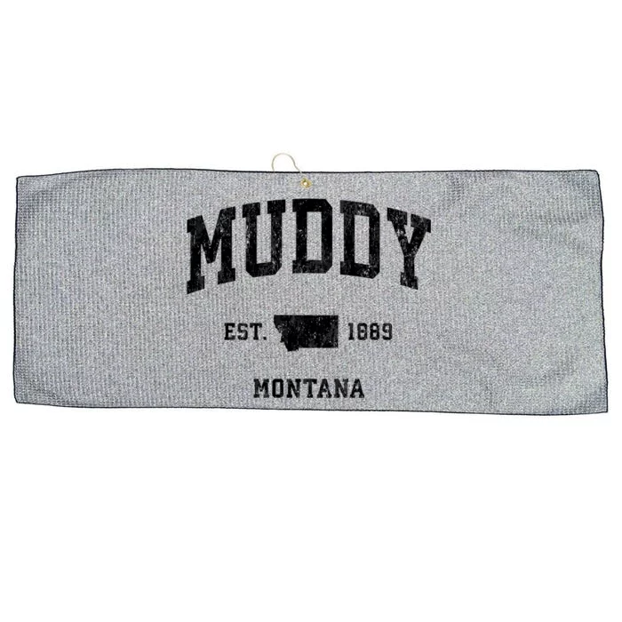 Muddy Montana Mt Vintage Athletic Black Sports Design Meaningful Gift Large Microfiber Waffle Golf Towel