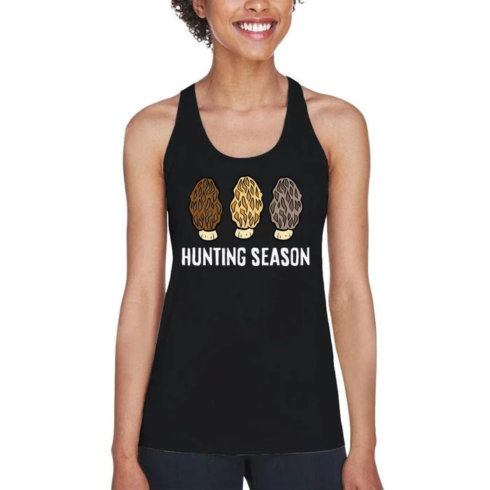 Morel Mushrooms Mycologist Foraging Mushroom Hunting Season Women's Racerback Tank