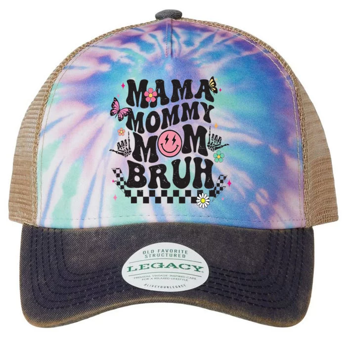 Mama Mommy Mom Bruh Mothers Day Groovy Vintage Funny Mother Legacy Tie Dye Trucker Hat