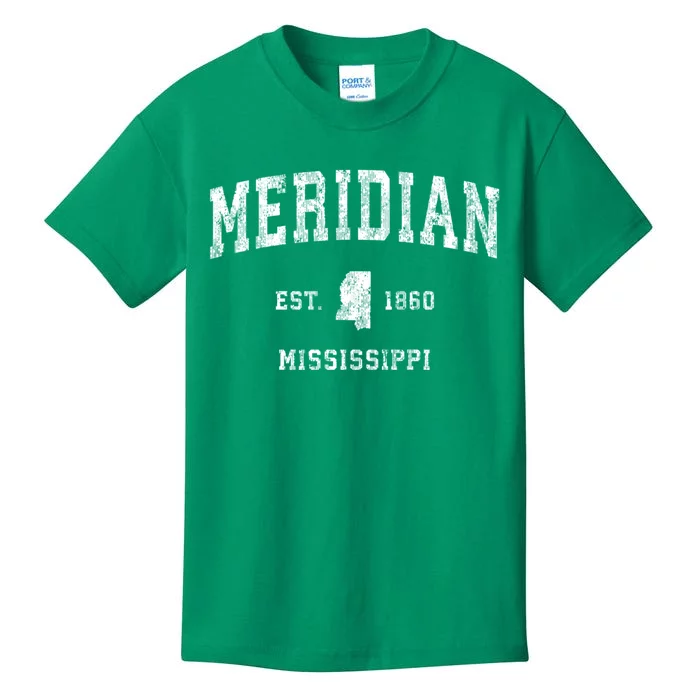 Meridian Mississippi Ms Vintage Athletic Sports Kids T-Shirt