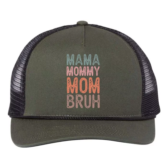 Mama Mommy Mom Bruh Proud Moms Of Designs Gift Retro Rope Trucker Hat Cap