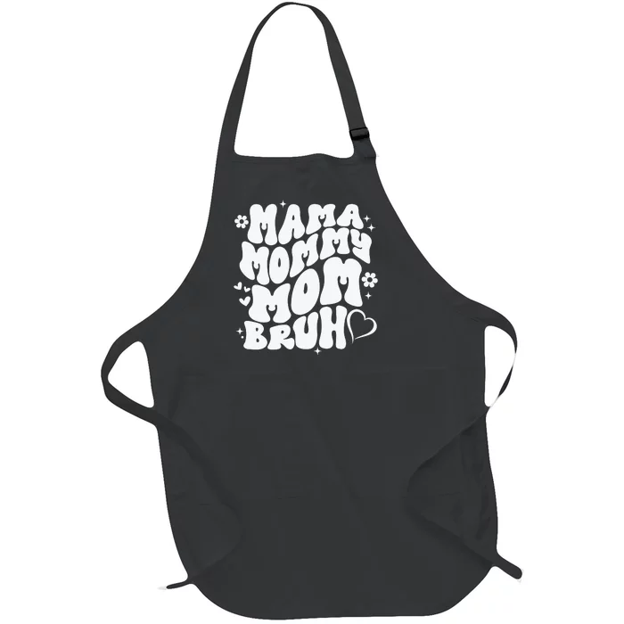 Mama Mommy Mom Bruh, Retro Mothers Day Full-Length Apron With Pocket