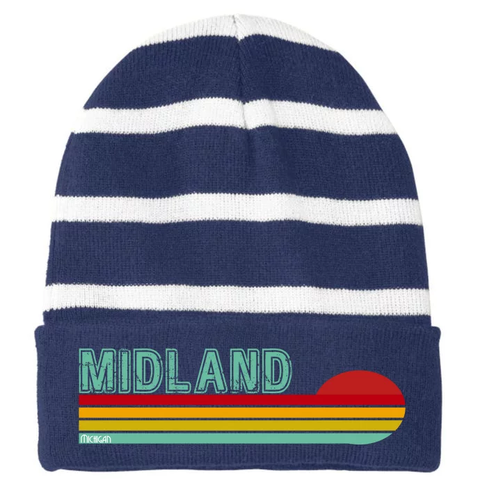 Midland Michigan Striped Beanie with Solid Band