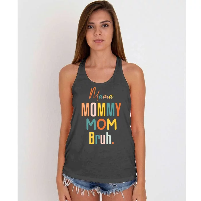 Mama Mommy Mom Bruh Mommy And Me Funny Svg Women's Knotted Racerback Tank