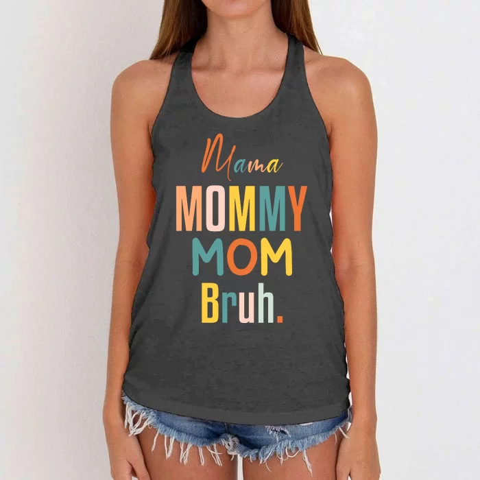 Mama Mommy Mom Bruh Mommy And Me Funny Svg Women's Knotted Racerback Tank