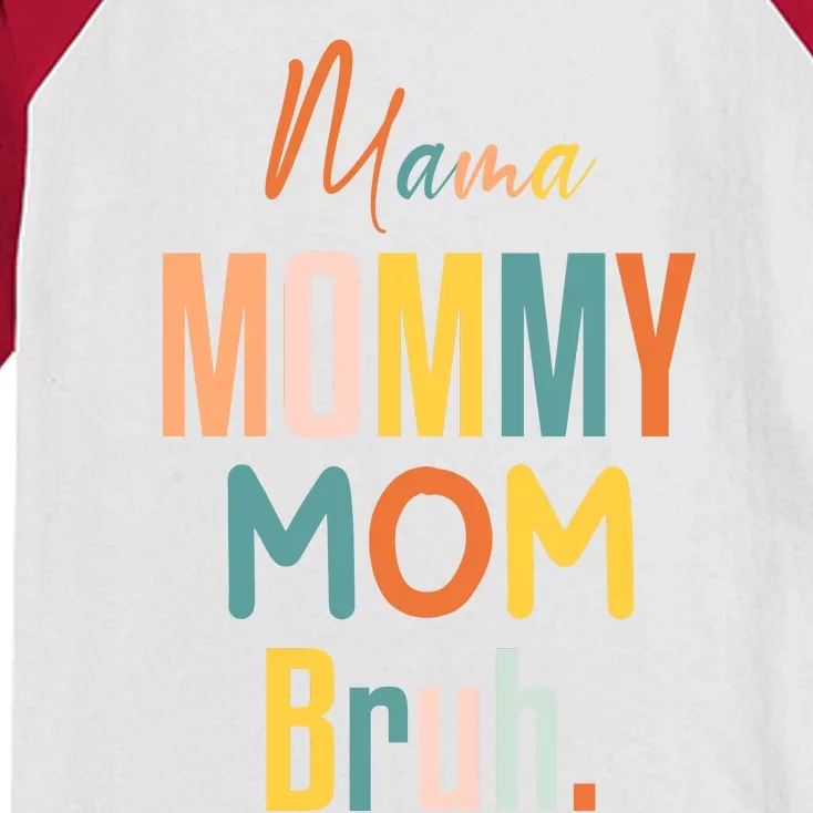 Mama Mommy Mom Bruh Mommy And Me Funny Svg Kids Colorblock Raglan Jersey