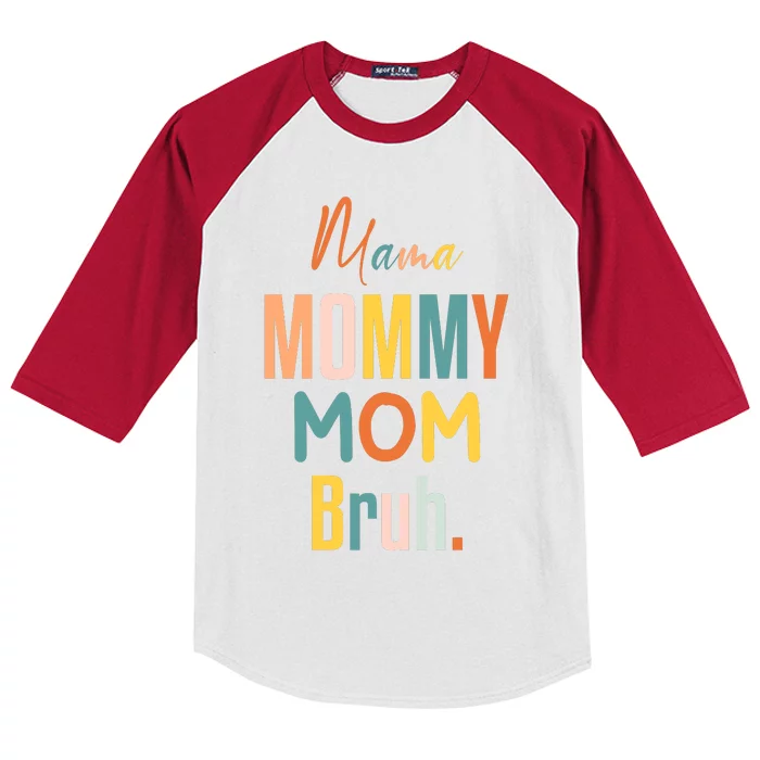 Mama Mommy Mom Bruh Mommy And Me Funny Svg Kids Colorblock Raglan Jersey