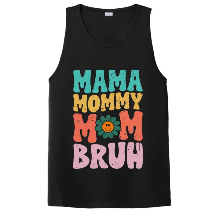 Mama Mommy Mom Bruh Groovy Mothers Day For Mom Performance Tank