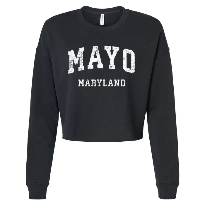 Mayo Maryland MD Vintage Athletic Sports Design Cropped Pullover Crew