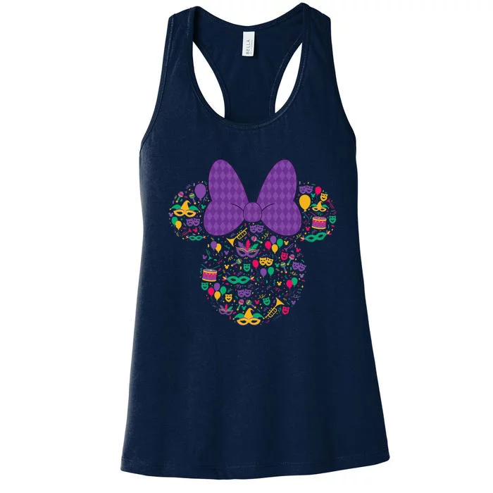 Minnie Mouse Mardi Gras Carnival Holiday Icon Women's Racerback Tank