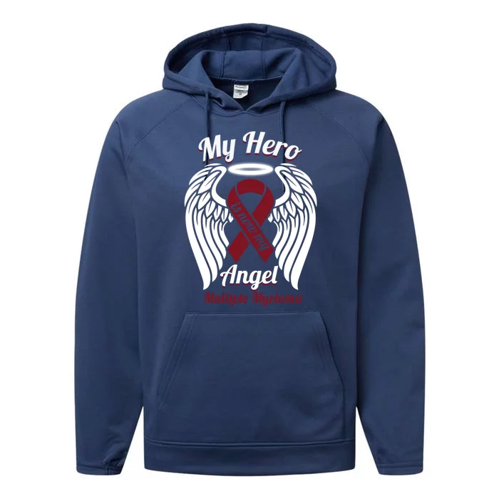 Multiple Myeloma My Hero Is Now My Angel Wings Gift Great Gift Performance Fleece Hoodie