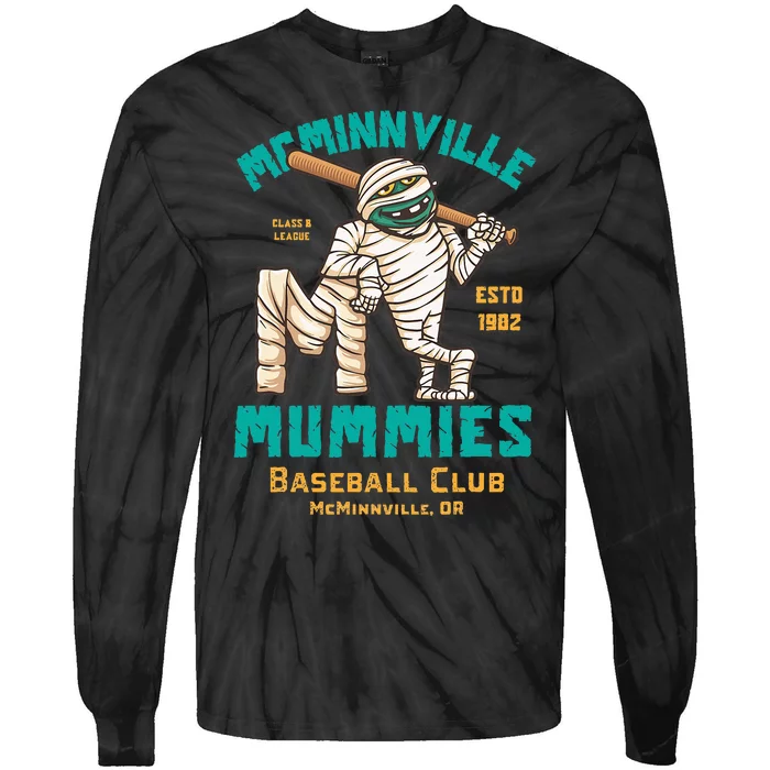 Mcminnville Mummies Minor League Retro Baseball Tie-Dye Long Sleeve Shirt