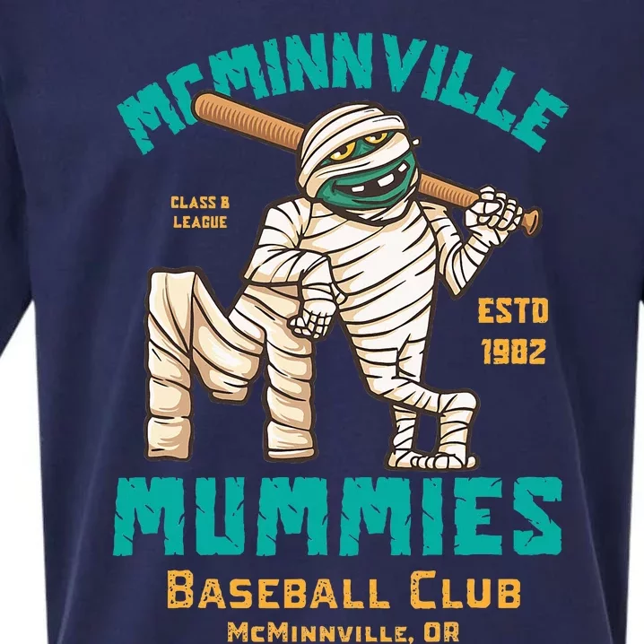 Mcminnville Mummies Minor League Retro Baseball Sueded Cloud Jersey T-Shirt