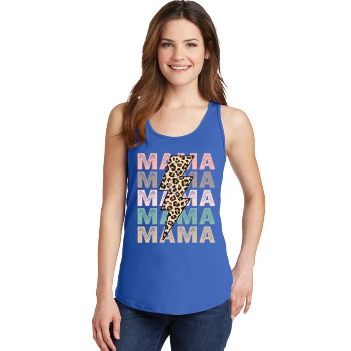 Mama Mama Mama With Leopard Lightning Bolt Meaningful Gift Ladies Essential Tank