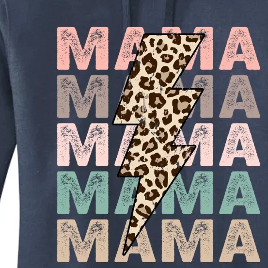 Mama Mama Mama With Leopard Lightning Bolt Meaningful Gift Women's Pullover Hoodie