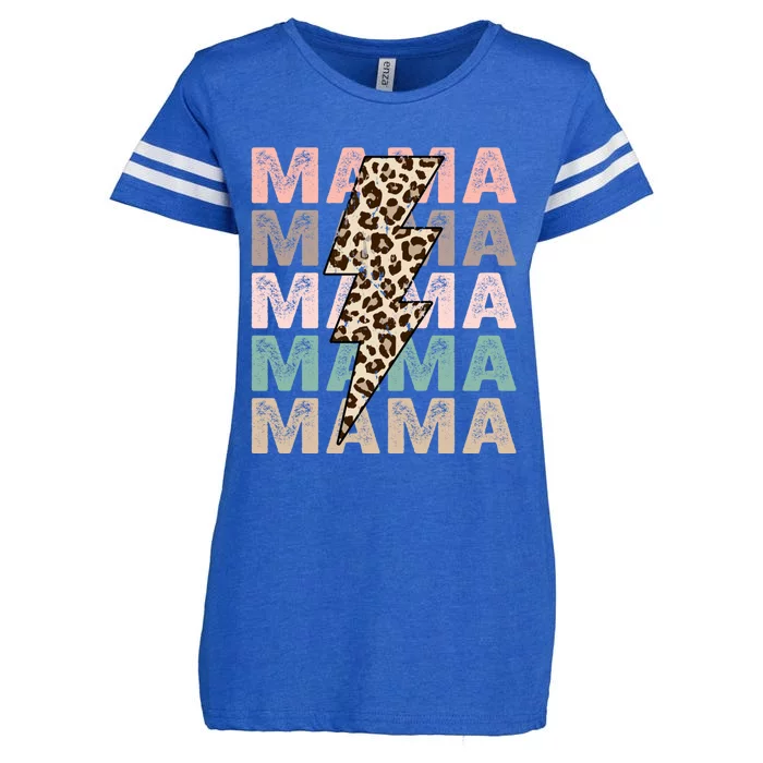 Mama Mama Mama With Leopard Lightning Bolt Meaningful Gift Enza Ladies Jersey Football T-Shirt