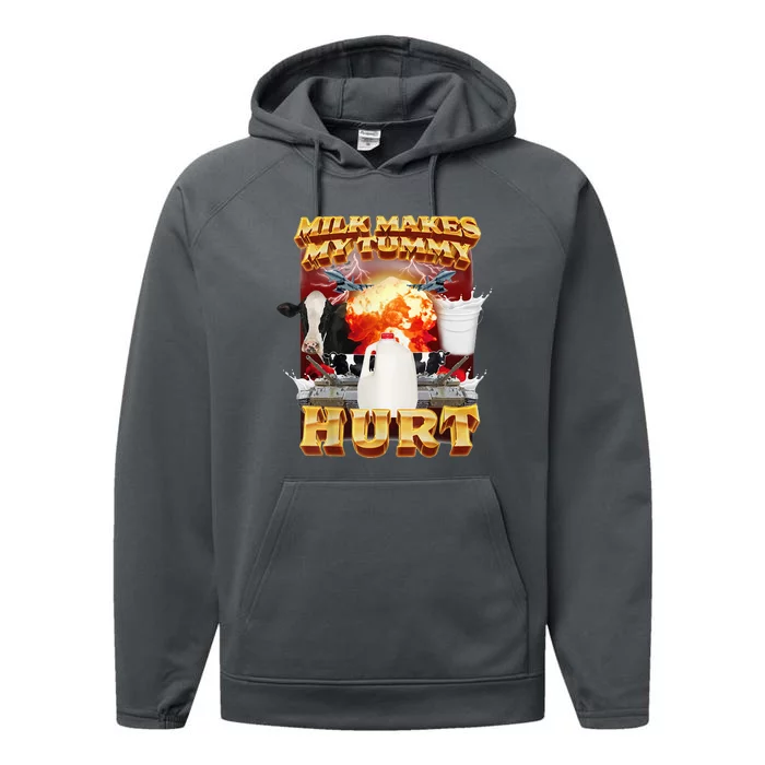 Milk Makes My Tummy Hurt Funny Performance Fleece Hoodie