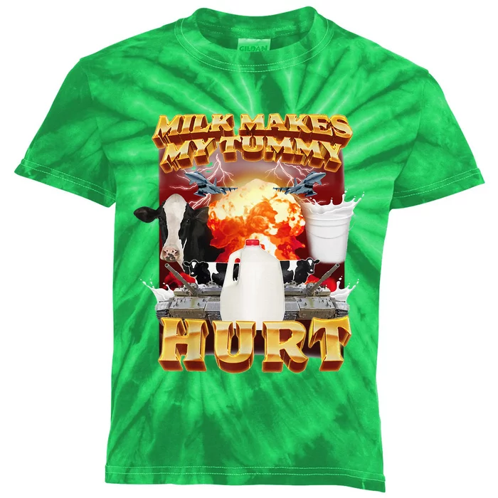 Milk Makes My Tummy Hurt Funny Kids Tie-Dye T-Shirt