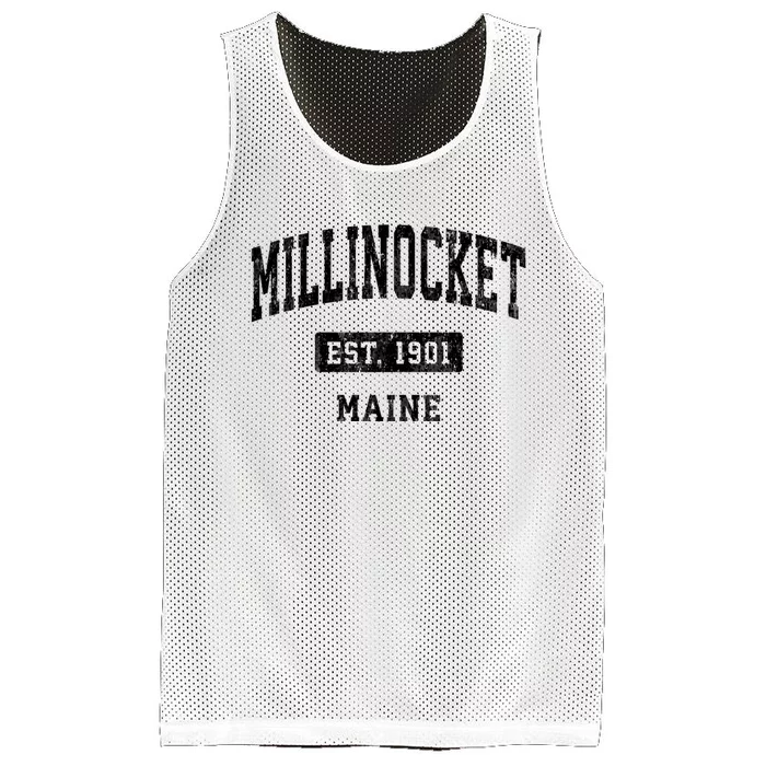 Millinocket Maine Me Vintage Sports Established Design Mesh Reversible Basketball Jersey Tank