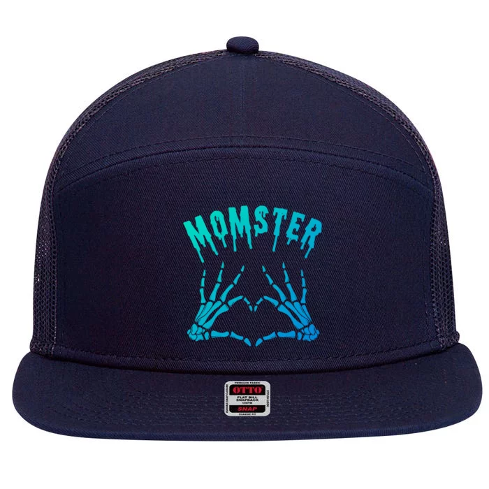 Momster Mommy Mother Monster Halloween Matching Costume Gift Funny Gift 7 Panel Mesh Trucker Snapback Hat