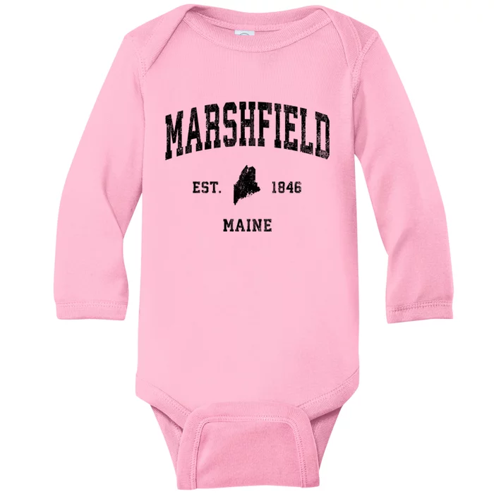 Marshfield Maine Me Vintage Athletic Sports Baby Long Sleeve Bodysuit