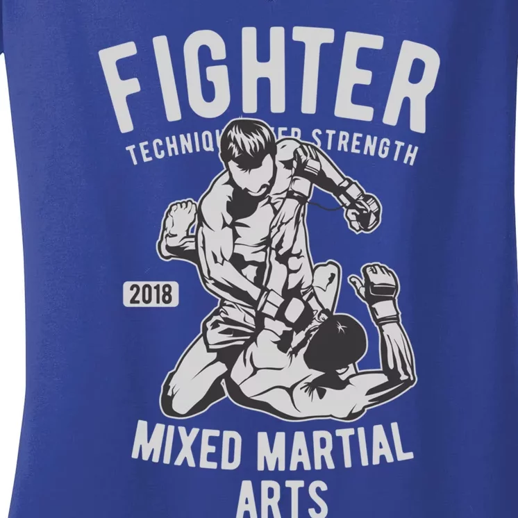 Mma Mixed Martial Art Fighter Gift Women's V-Neck T-Shirt