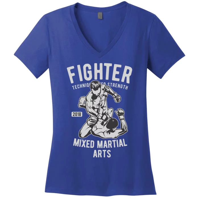 Mma Mixed Martial Art Fighter Gift Women's V-Neck T-Shirt