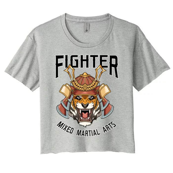 Mma Mixed Martial Arts Tiger Cage Fighter Free Fighter Funny Gift Women's Crop Top Tee